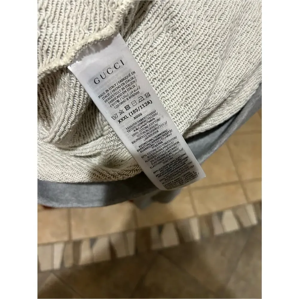 Men's Gucci interlocking G embroidered jersey cotton hoodie size XXXL made Italy